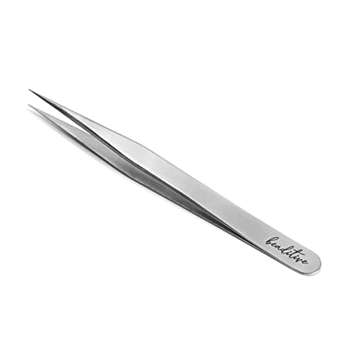 Beaditive High Precision Tweezers 3 Pack - 4.7" Craft Tweezers for Sewing, Beading & DIY Crafts - Non-Serrated Jewelry Tweezer Set with Fine Point Tips - Stainless Steel Needle Nose Hobby Tweezers