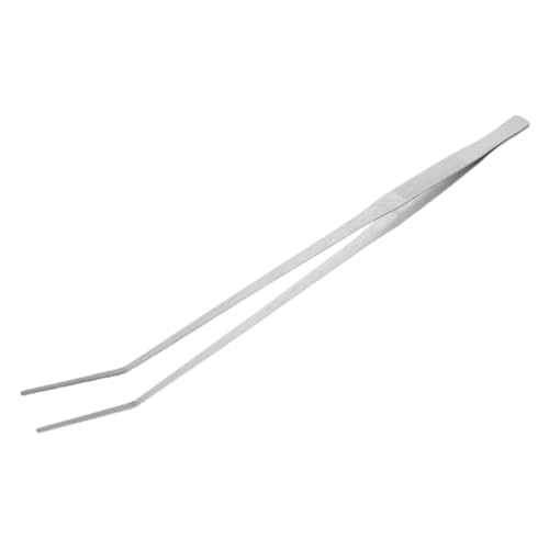 Heavy-Duty Stainless Steel Reptile Feeding Tongs Long Handle Tweezers for Aquatic and Terrarium Use Angled Design for Precision Feeding for Lizards and Snakes