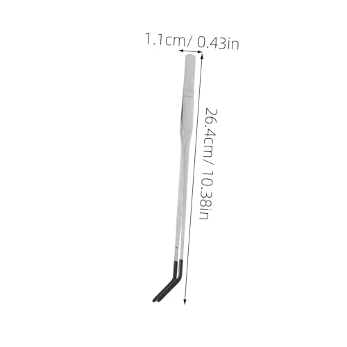 TEHAUX 2pcs Stainless Steel Feeder Tongs with Rubber Tips Curved Long Handle Reptile Accessories for Easy Feeding of Snakes Lizards and Aquatic Plants