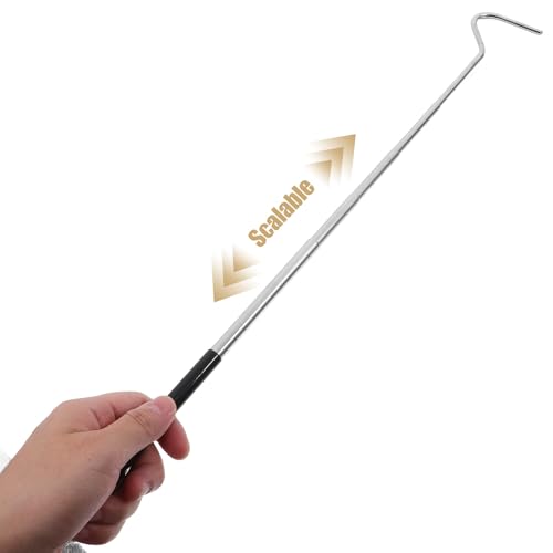 ABOOFAN Retractable Stainless Steel Snake Hook Adjustable Long Handle Portable Reptile Catching Tool for Snake Handling and Reptile Care