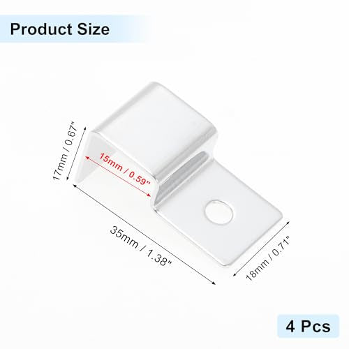 4 Pcs Aquarium Lid Clips, 15mm Aquarium Cover Support Clamps, Aquarium Cover Holder Lid, Stainless Steel Aquarium Tank Cover Clamps Set, Silver Tone