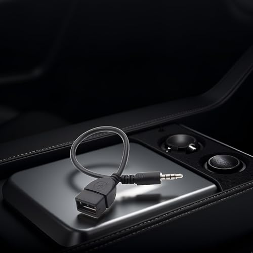 Black USB to AUX Adapter Cable,3.5mm Male AUX Plug to USB 2.0 Female Converter Adapter Cable Cord for Car Aux Port 20cm/8-inch Length Black OTG Adapter Accessories