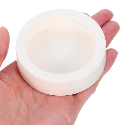 CLISPEED 2 Pcs Ceramics Reptile Feeding Bowl Set for Small Lizards, Round Lizard Feeding Dish with Anti-Escape Design, Safe and Easy to Clean White Bowls for Terrarium Use