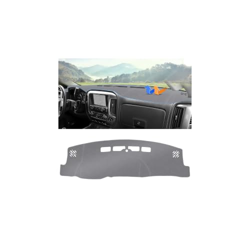Autorder Gray Dashboard Cover Mat for 2014-2018 Chevy Chevrolet Silverado/GMC Sierra 1500, 2015-2019 Silverado/GMC Sierra 2500HD 3500HD Accessories Dash Cover Upgrade Polyester Dash Mat - size: Gray 14-18 Silverado