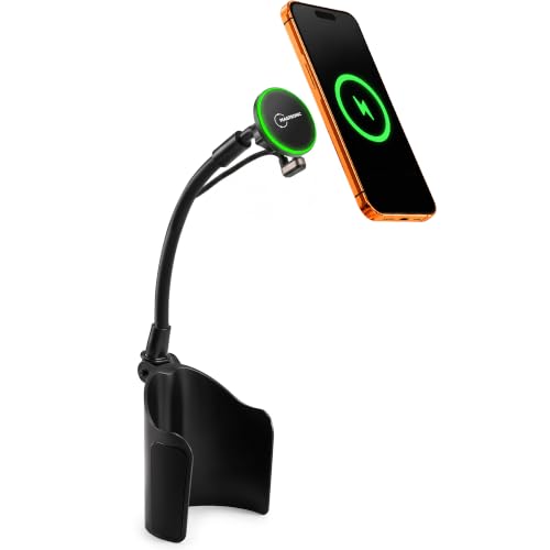 Car Mount Wireless Charger 15W - Magnetic Phone Holder - Zero Space & Secure - Auto Accessories Charger - Compatible with iPhone 17 Pro Max to 12 - Compatible with Android Devices