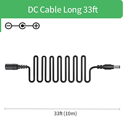 33FT 10M DC Power Extension Cable for Security Camera IP WiFi Camera,DVR,LED Strip,DC Extension Cord 5.5mm x 2.1mm,Black (Pack of 2) - size: 33FT