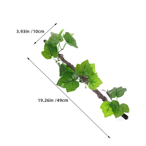 DOITOOL Artificial Reptile Vines Low Maintenance Habitat Decor with Green Leaves 2pcs with Suction Cups Flexible Plastic Jungle Climbing Branches for Terrarium and Reptile Tank