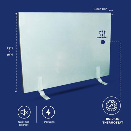 Cozy Products Cozy Legs Flat Panel Heater, Slim Low-Wattage Wall or Desk Mount Space Heater, Radiant Heating Technology, Energy-Efficient, 1-inch Thin, 150 Watts