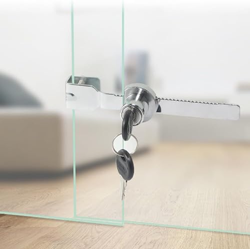 2Pcs Sliding Glass Door Ratchet Lock, Keyed Alike Showcase Display with Chrome Finish