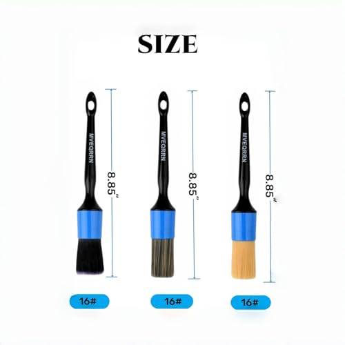 MVEQRRN 3pcs Car Detailing Brush Set,Boars Hair Detailing Brush Blue - color: 3pcs blue car detailing brush
