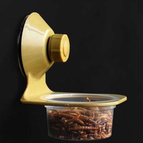 HEMOTON 2pcs Suction Cup Reptile Food Bowls with Single and Double Basin Design, Sturdy Plastic Lizard Feeding Dish for Terrarium Use, Suitable for Geckos, Frogs, and Small Amphibians
