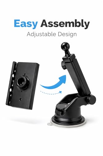 Adjustable & Extendable Car Phone Holder for Dashboard & Windshield, 360° Rotating One-Handed Universal Smartphone Mount with Strong Suction for Cars, Trucks & SUVs, Compatible with iPhone & Android