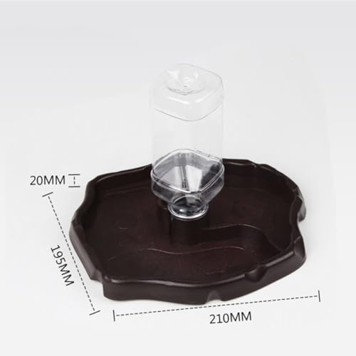 Healifty Automatic Reptile Water Feeder and Lizard Food Dish with Deep Brown Reservoir Bowl for Tortoise and Bearded Dragon Terrarium Use
