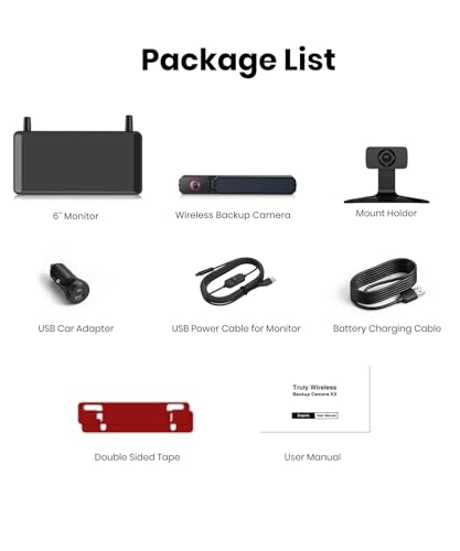 AUTO-VOX 6 Inch Solar Backup Camera Wireless, 1 Minute Easy Install