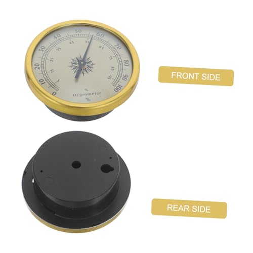 POPETPOP Analog Hygrometer Gold Round 72mm 2.83 Inch Precision Humidity Gauge with 2% Rh Resolution No Battery Required for Indoor Rooms and Reptile Terrariums