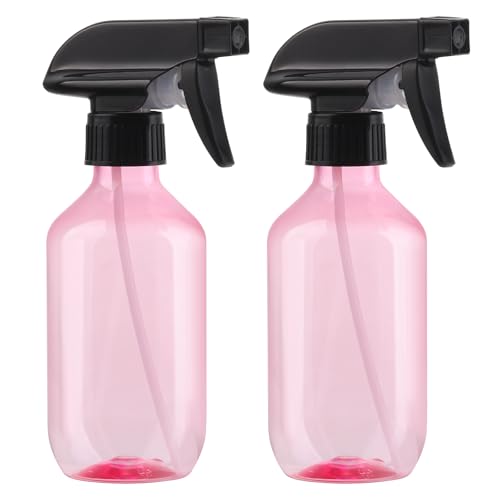 Spray Bottles 2 Pack 10 oz Plastic Squirt Bottles with Adjustable Nozzle | Refillable Empty Spray Bottle BPA-Free Mist/Stream Water Spray Bottles for Hair Styling, Cleaning, Plants, Pet Use - color: Rose-Red