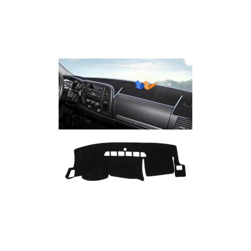 Autorder Dashboard Cover Mat for 2007-2013 Chevy Chevrolet Silverado&GMC Sierra 1500/2500HD/3500HD with Two Glove Boxes Accessories Dash Cover Upgrade Polyester Dash Mat - size: Black 07-13 Silverado 2 Glove Boxes
