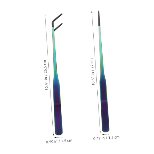 BESTonZON 2PCS Stainless Steel Aquarium Feeding Tweezers Set Curved and Straight PET Feeding Tongs for Lizards Snakes and Reptiles Long Handle Tools for Terrarium and Aquatic Plants
