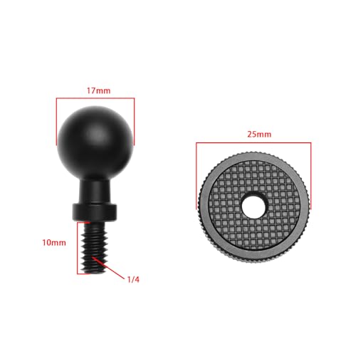 17mm Ball Head Converter 1/4 Screw Head/Thread for Car Monitor Pad GPS Cellphone Ball Mount Base Camera Bracket 360° Panoramic Photography Ballhead