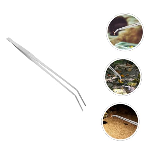 Heavy-Duty Stainless Steel Reptile Feeding Tongs Long Handle Tweezers for Aquatic and Terrarium Use Angled Design for Precision Feeding for Lizards and Snakes