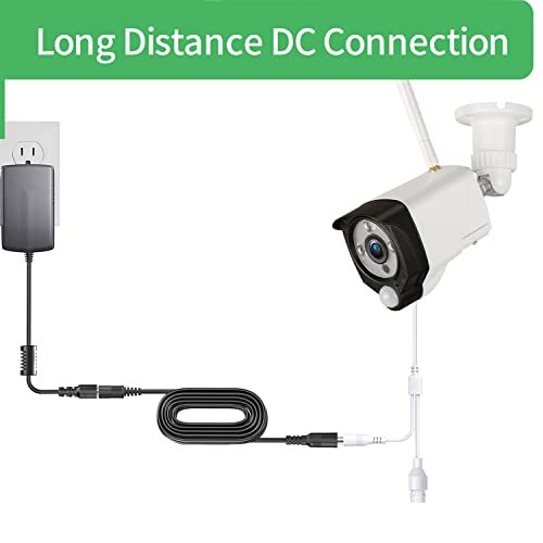 6.6FT 2M DC Power Extension Cable 5.5mm x 2.1mm,for CCTV Camera IP WiFi Camera,DVR,LED Strip,DC Power Supply Adapter Extender Cable,Black (Pack of 2) - size: 6.6FT