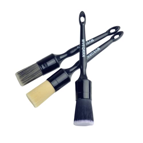 MVEQRRN 3PCS Car Detailing Brush Set, Boars Hair & Soft Auto Brushes - color: 3pcs car detailing brush (AS PICTURES)
