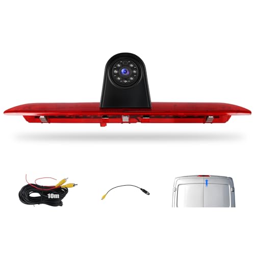 Brake Light Backup Camera for Ford Transit 150 250 350 2014-2018, AHD 720P / CVBS 480P, Waterproof Rear View Reverse Camera, Night Vision, Viewing Angle, Parking Assist, Roof Mount Back Up Cam