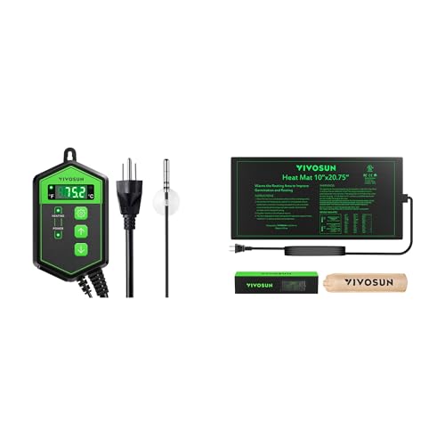 VIVOSUN Digital Heat Mat Thermostat Controller and Durable Waterproof Seedling Heat Mat 10" x 20.75" UL & MET-Certified Warm Hydroponic Heating Pad for Germination, Indoor Gardening
