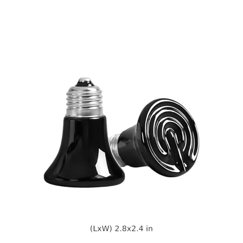 2 Pcs Mini Ceramic Heat Emitter, 75W Reptile Heat Lamp Bulb, Infrared Brooder Coop Heater, No Light Emitted, E26 Socket, Anti-Scald, Safe Heating Bulb for Pet, Chicken, Lizard, Turtle