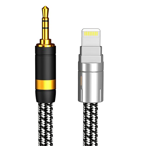 Lighting to 3.5mm Audio Cord 9.8FT, Audiophile Lighting to 1/8 Inch Aux Audio Cable Headphone Jack Adapter Male Aux Stereo Audio Cable Compatible for iPhone 14/13/12/11/XR/X/8/7 - size: 9.8ft, style: Lightning to 3.5mm