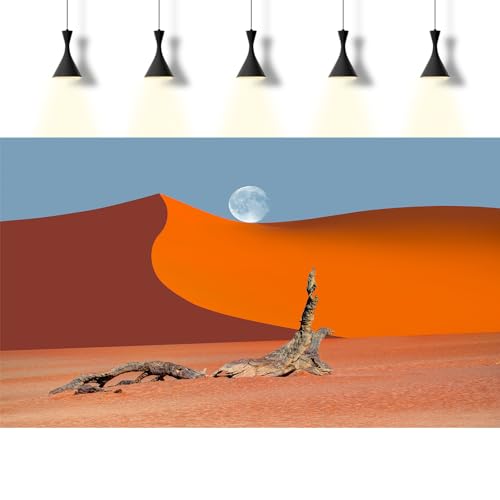 Desert Reptile Tank Background Majestic Desert View Terrarium Background Dead Trees Desert Sand Dune Full Moon Reptile Habitat Background Gobi Desert Aquarium Background Fish Tank Background 48x18in - size: 48(W)x18(H)inches/ 120(W)*45cm(H)