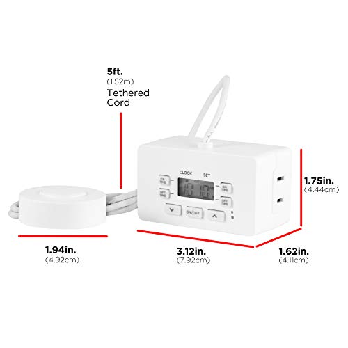UltraPro 24hr Digital Bar Outlet Timer, 2-Polarized, 2 Programmable Cycles Plug - style: 2 Polarized Outlet Timer with Tether