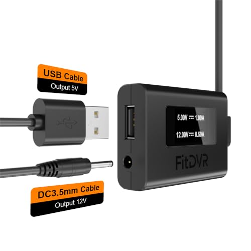Dash Camera Power Adapter (3-Pin) for for Volvo, Polestar and More, LED Display USB Power Source, Connects to Rearview Mirror, Easy to Install, 5V 12V Output, D3-015