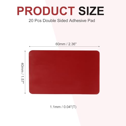 20 Pcs Double Sided Adhesive Pads, 1.57"x 2.36" Dash Cam Sticky Pads Self-Adhesive Square Mounting Foam Tape Waterproof & Heat Resistant for Car Walls Picture Home Decor, Red - size: 1.57"x 2.36"