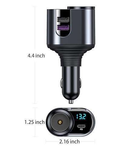 LIHAN USB C Fast Car Charger, 12V/24V Cigarette Lighter Socket Splitter