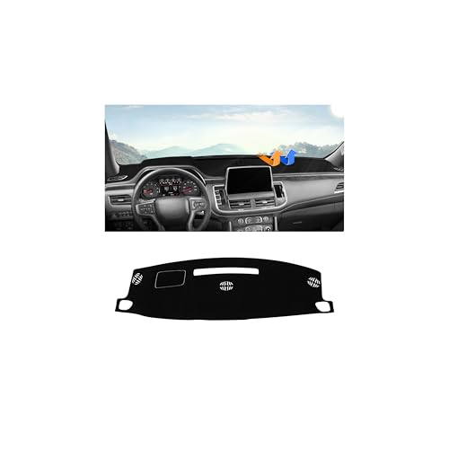 Autorder Dashboard Cover Mat for 2021-2024 Chevrolet Suburban/Tahoe/GMC Yukon Accessories Dash Cover Flannel Dash Mat Sunshade Glare UV Rays Protector (Not for Yukon Denali) - size: Black 21-24 Tahoe/Suburban