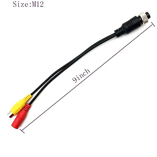 20cm/7.88" 4-Pin Female Aviation Plug to RCA Female and DC Female Connector Cable, RCA+AV to M12 4-Pin Extension Cable for Car Camera Surveillance Camera Video and Audio - (1 Pcs) - size: 4 Pin Female