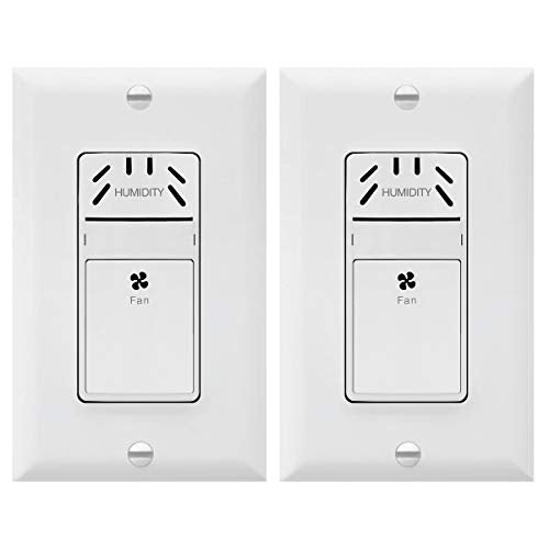 TOPGREENER Humidity Sensor and Fan Control Switch, Ventilation Fan Humidity Sensor Switch, Neutral Wire Required, TDHS5, 2-Pack (Wall Plate Included) - color: White