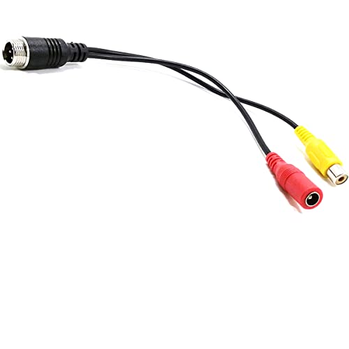 20cm/7.88" 4-Pin Male Aviation Plug to RCA Female and DC Female Connector Cable, RCA+AV to M12 4-Pin Extension Cable for Car Camera Surveillance Camera Video and Audio - (1 Pcs) - size: 4 Pin Male