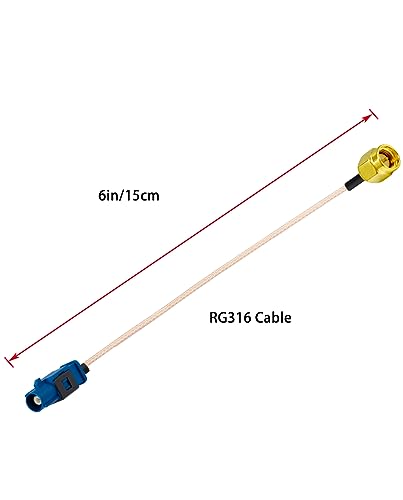SMA Male to Fakra C Male Blue Pigtail Cable RG316 6in/15cm Fakra C Plug to SMA Plug GPS Antenna Extension Cable for Vehicle GPS Navigation Car Radio Stereo - size: 6in/15cm