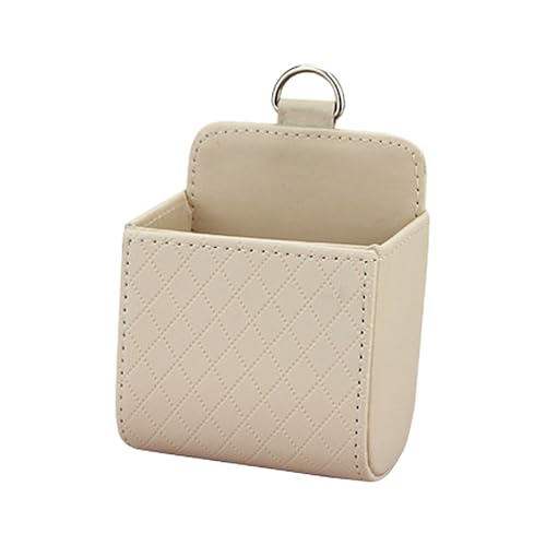 Car Vent Storage Bag, Leather Car Dashboard Organizer Pocket, Beige - color: Beige