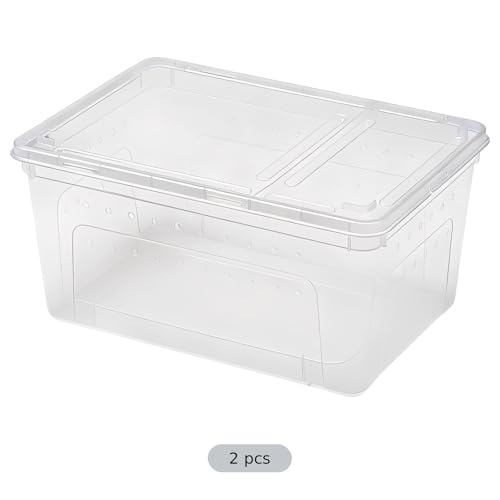 2 Pcs Small Reptile Breeding Box, Portable Clear Plastic Feeding Hatching Container, Space-Saving Terrarium for Small Pets, 7.5 x 4.9 x 3 in