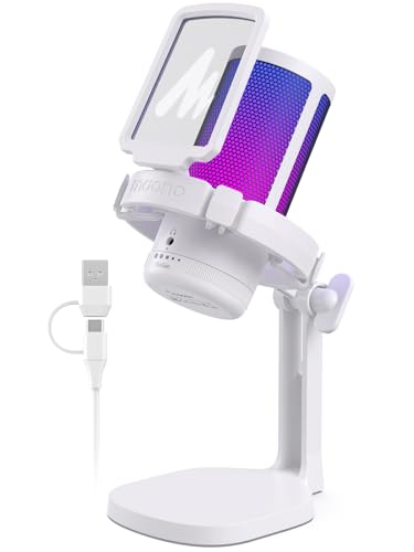 MAONO DGM20 USB Gaming Microphone for PC with Clear Voice & RGB Lighting - color: White