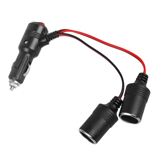 Car Cigarette Lighter Splitter, 12V 1 to 2 Auto Power Charger Port with On/Off Switch & 15A Fuse, 2-Socket Cigarette Lighter Adapter Extension Cable for Most Vehicles - color: 1 to 2
