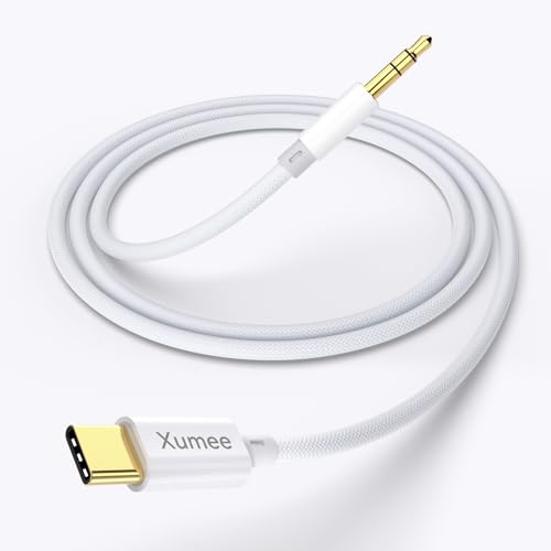 Xumee USB C to 3.5mm Aux Cable 4ft, Aux to USB C Audio Jack Cord with Built-in DAC (16-Bit/48 kHz), Cotton Braided, Gold-Plated Connectors, for iPhone 15/16/17 Series, for Samsung Galaxy and More