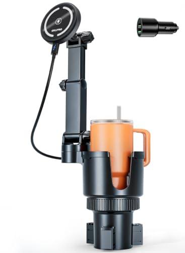 OHLPRO for iPhone 17 MagSafe Car Charger Cup Holder Mount with Car Adapter - color: Black