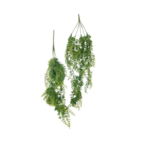 Jilukibo 4 Pack Reptile Hanging Fake Vines, Artificial Boston Fern Terrarium Plants with Suction Cup, Safe Naturalistic Tank Habitat Decor for Bearded Dragon Lizard Snake Gecko Chameleon Hermit Crab