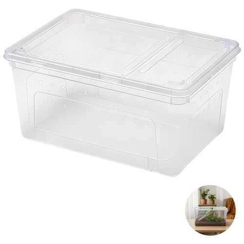 2 Pcs Small Reptile Breeding Box, Portable Clear Plastic Feeding Hatching Container, Space-Saving Terrarium for Small Pets, 7.5 x 4.9 x 3 in