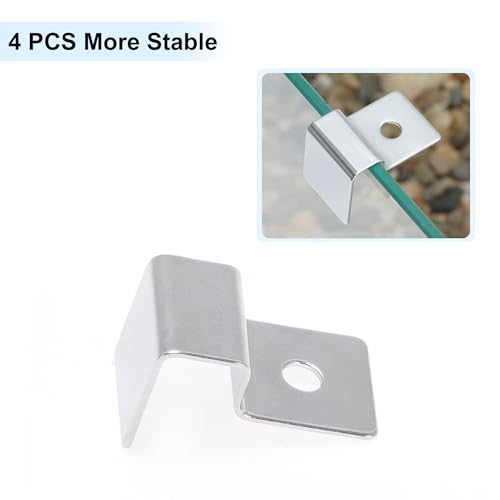 4 Pcs Aquarium Lid Clips, 10mm Aquarium Cover Support Clamps, Aquarium Cover Holder Lid, Stainless Steel Aquarium Tank Cover Clamps Set, Silver Tone