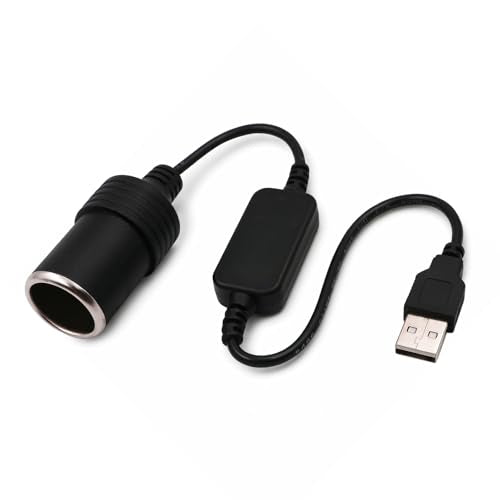 Usb to Cigarette Lighter 12v Adapter,Usb A & C Input 5v,Dc Power Offer Adapter For Dash Cam,Led,Car,and Home Devices, 13.7in (USB)